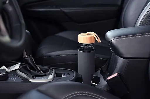 Пляшка скляна OldBro бамбукова кришка із захисним силіконовим чохлом Grey 590 мл - фото 6