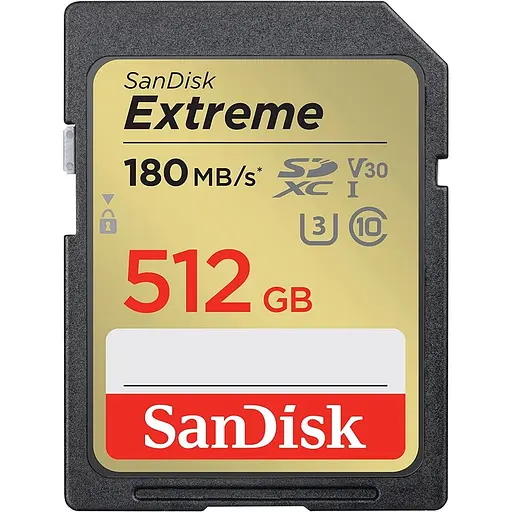 Карта памяти SanDisk SDXC Extreme 512GB UHS-I U3 V30 Class 10 (SDSDXVV-512G-GNCIN) (136570)