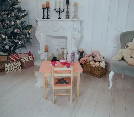 Дитячий стіл з ящиком та стілець для навчання (Рожевий) Слоник - фото 3