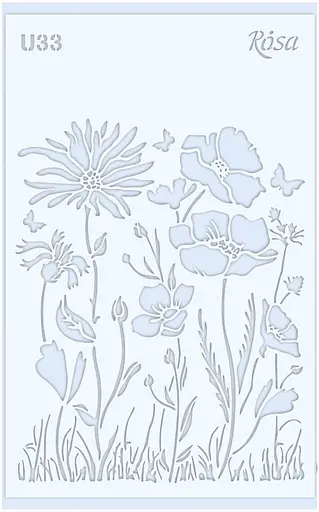 Трафарет багаторазовий універсальний №U33 Квіти 13×20 прозорий 0,5мм Rosa Talent - фото 1