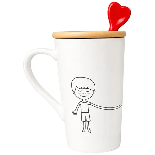 Чашка Led Love is C с бамбуковой крышкой и ложкой 360 мл (B060494) - фото 1