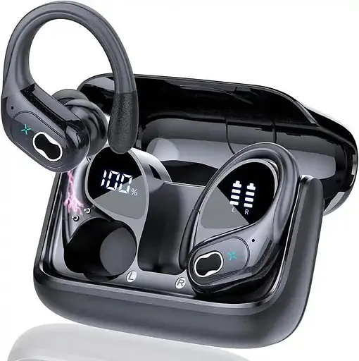 Бездротові спортивні навушники HD65 із зарядним кейсом і мікрофоном Bluetooth-навушники для спорту Чорні