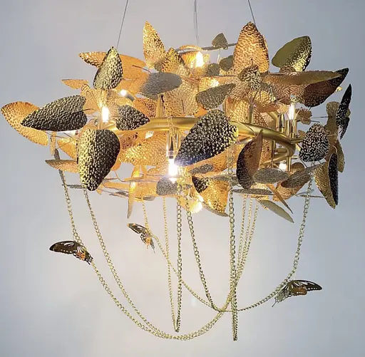 Люстра в стилі Серпента з ніжними метеликами Ø 80 см | Line F | Арт. Y05/D800 GD - фото 3