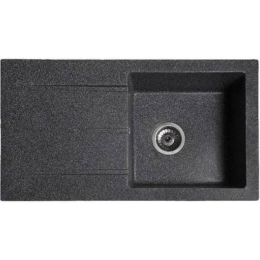 Гранітна кухонна мийка Romzha Quadro Grafit (201) з крилом - фото 1