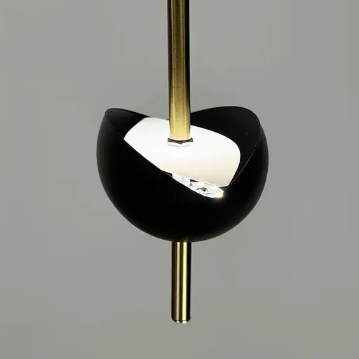 Дизайнерский светильник в черном корпусе с латунной трубкой Ø 40 см | Line F | Ст. MJ09-400 BK - фото 3