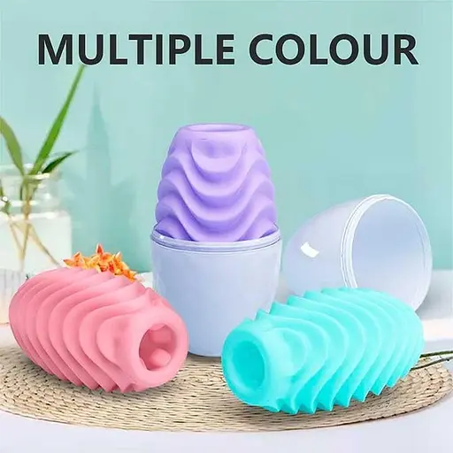 Яйце-мастурбатор текстуроване двостороннє силіконове чоловіче пристосування компактне бірюзове - фото 5