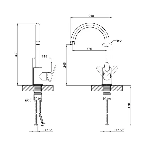 Змішувач для кухні Lidz Vida 04U-SFS - фото 3