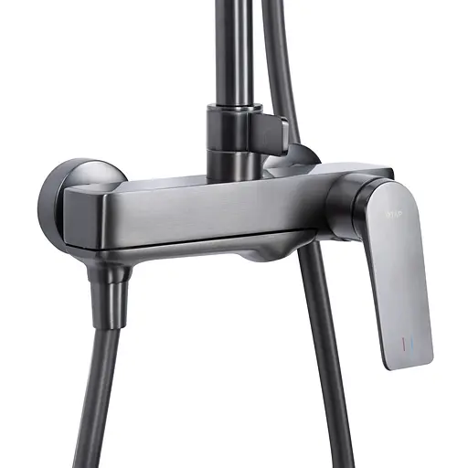 Душевая система универсальная Qtap Vlasta New на три потребителя (с изливом) QTVLA111GMB45651 Gunmetal Black PVD, Шлифованный черный хром - фото 4