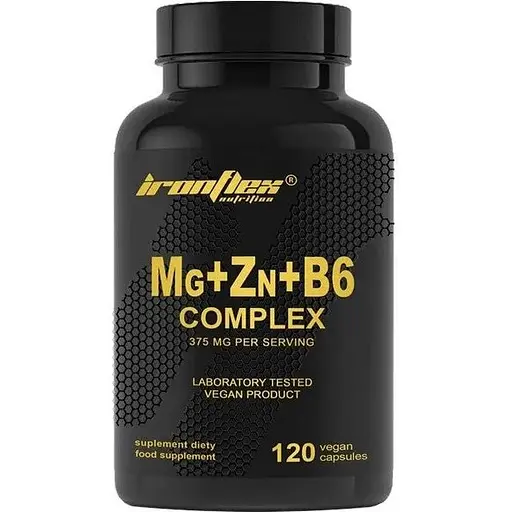 Комплексна добавка IronFlex Mg+Zn+B6, 120 вегакапсул для природної підтримки нервової та імунної систем