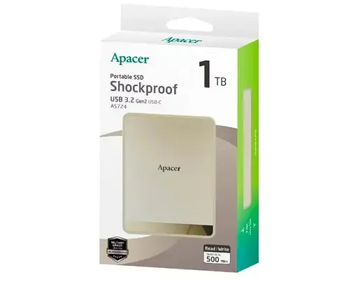 Наружный USB-C SSD диск 1 TB APACER AS724 USB 3.2 кремовый AP1TBAS724C-1 - фото 3