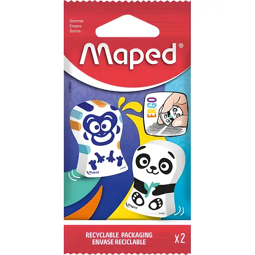 Набір гумок Maped Ergo Fun Multicolor 2 шт. в асортименті (MP.119002) - фото 2
