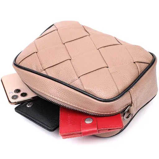 Кожаная сумка Vintage с переплетами 22х14х7.5 см sum0029009 - фото 7