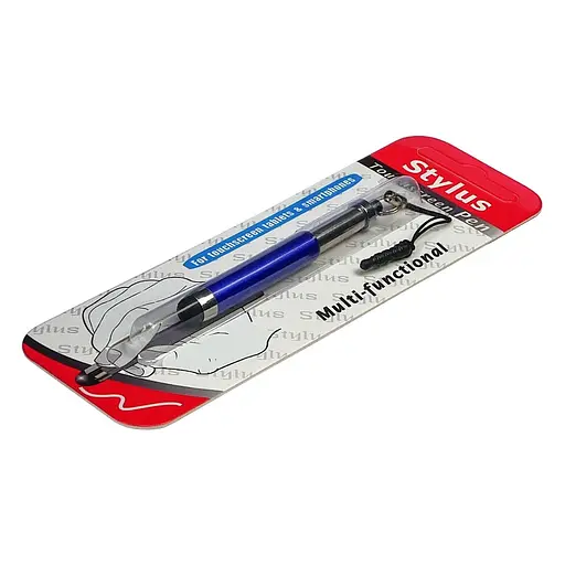 Стилус-брелок ємнісний, висувний, синій - фото 3