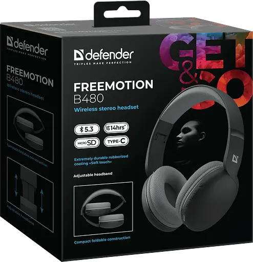 Наушники FreeMotion B480 Bluetooth Black (63480) Defender teh0021311 - фото 10