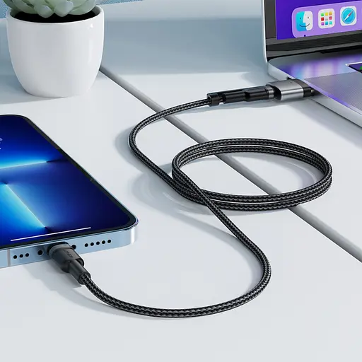 Кабель Acefast C22-05 USB-C to USB-C / magnetic aluminum alloy charging data cable Black - фото 7
