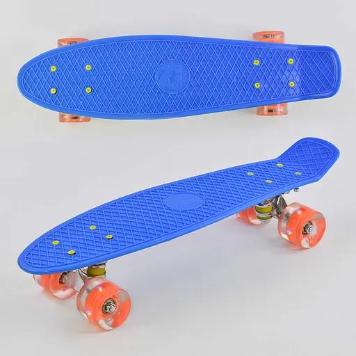 Скейт Пенни борд 0880 Best Board, СИНИЙ, СВЕТ, доска=55см, колеса PU d=6см - фото 2