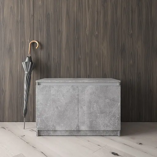 Тумба для обуви Vays R-20 Бетон-Белые планки, без ручек, ЛДСП, 80×40×53 см - для прихожей, коридора