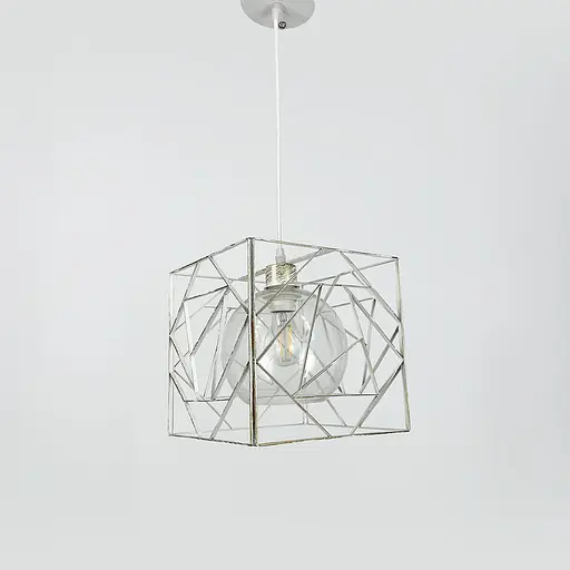 Підвіс Лофт у білому з позолотою корпусі форми куба Line.F 12120/1 WH - фото 1