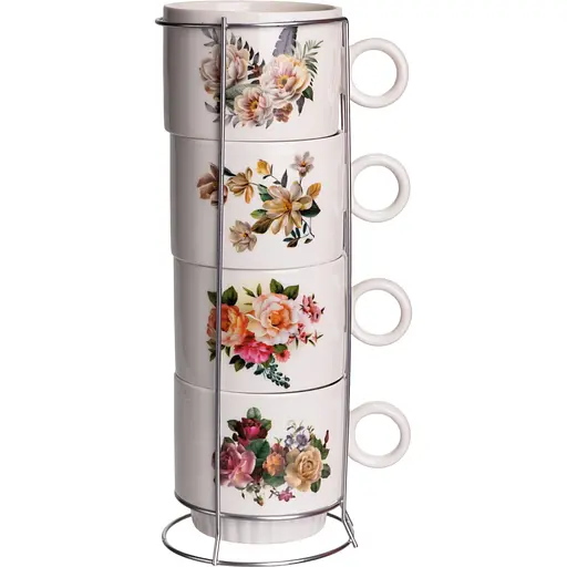 Набор чашек фарфоровых Flower 4 шт. 300 мл FM-7