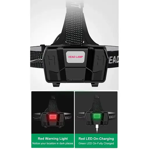 Фонарь налобный A16-GT светодиодный IPX65 2x18650 ЗУ Type-C zoom Box Черный - фото 6