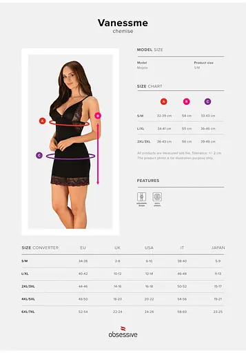 Комплект білизни Obsessive Vanessme L/XL (чорний) - фото 13