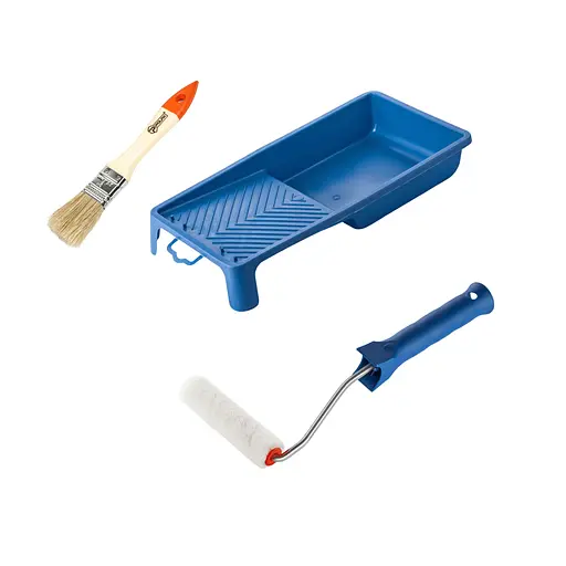 Валик "Велюр" 100х15 мм с ручкой, ванночка и кисточка "Стандарт" Polax (770-247) - фото 1