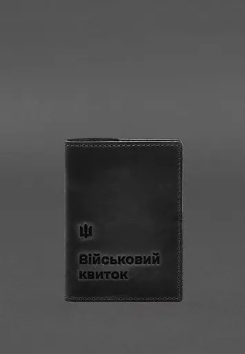 Кожаная обложка для военного билета 7.3 черный Crazy Horse - фото 2