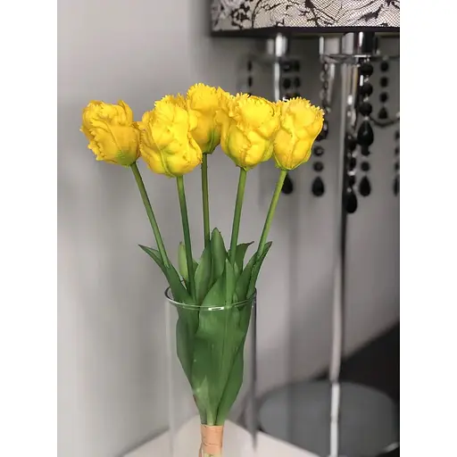 Тюльпани штучні Hvoya Real Touch латексні махрові 5 шт. жовті - фото 8