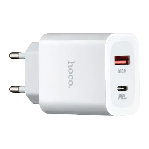 Мережевий зарядний пристрій Hoco C97A PD20W + QC3.0 charger ( EU ) Білий - фото 1