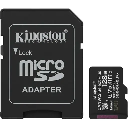 Карта пам'яті Kingston 128 GB microSDXC Canvas Select Plus Gen3 + SD-Adapter SDCS3/128GB - фото 1