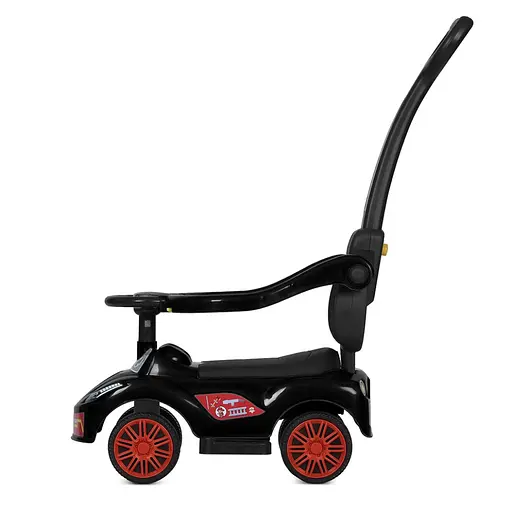 Дитяча каталка-толокар M 5763L-2 чорно-червоний, c батьківською ручкою - фото 3