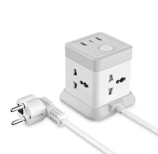 Сетевой удлинитель XO WL20 20W Square 4 розетки + 3 порта (2 USB-A 1 Type-C) кабель 2 метра - фото 6