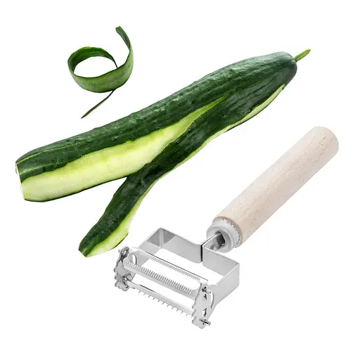 Нож для очистки экономка + шинковка для овощей и корейской морковки стальная двухсторонняя 17 см, Master Class Бежевый 84900 - фото 2