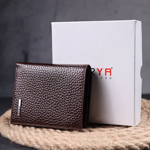 Мужской кошелек без застежки из натуральной зернистой кожи 9х11.5х2 см KARYA 9х11.5х2 см acs0024249 - фото 9