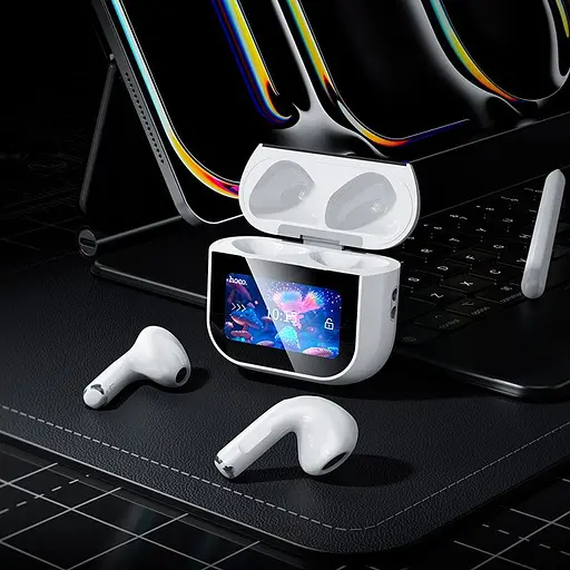 Бездротові навушники Hoco EW82 Sparkle true wireless touch screen BT headset, BT5.4, 30mAh, 300mAh, 4h, white - фото 8