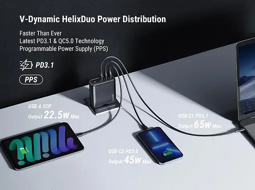 Зарядное устройство адаптер питания Voltme 140W GaN V1152 черный (вилка EU) - фото 6