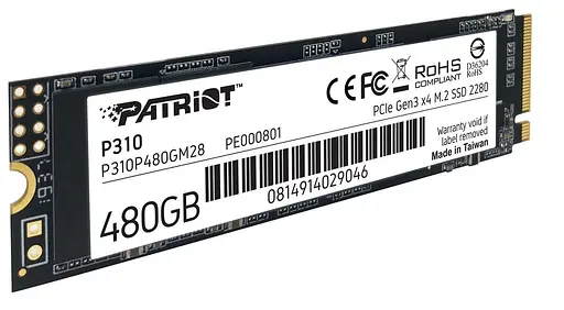 Накопичувач внутрішній швидкісний М2 SSD 480G NVMe PCIe Gen3x4 M.2 2280 PATRIOT P310 - фото 5