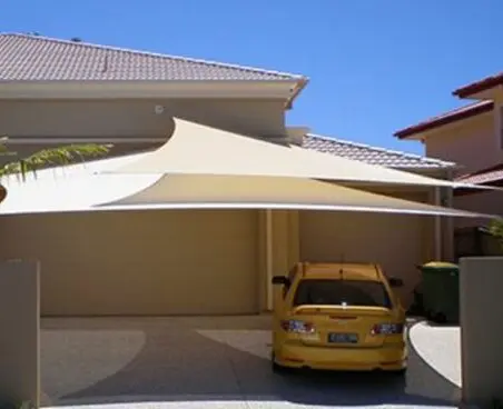 Тент навіс затіняючий трикутний 5х5х5м Сітка (Молочний) - фото 2