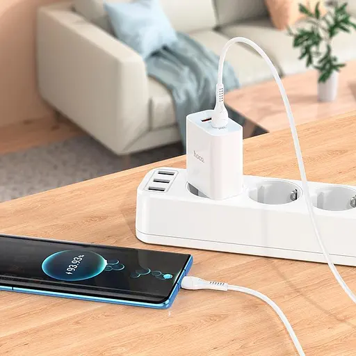 Блок зарядное устройство Hoco C97A на 2 порта 1 USB + 1Type-C 20 W с кабелем Type-C to Type-C - фото 4