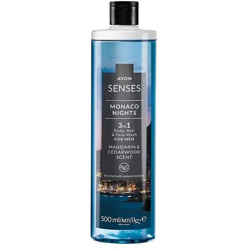 Гель для душу шампунь і засіб для вмивання Avon Ночі Монако 3 в 1 500 мл - фото 1