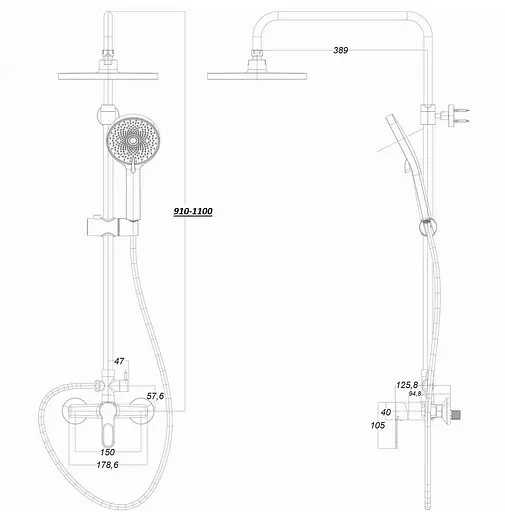 Душевая система Globus Lux Dolly GLD-0005 смеситель однорычажный настенный для ванной комнаты хромированный - фото 6