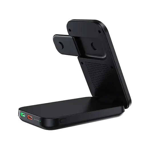 Повербанк с подставкой 10000mAh Choetech B750 Black QC3.0 PD3.0 беспроводная зарядка смартфонов и Apple Watch (43-00133) - фото 3