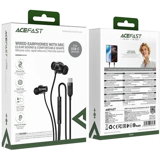 Гарнітура Acefast L10, USB-C, Black - фото 5
