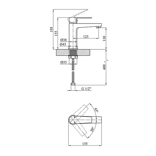 Змішувач для раковини Kroner KRP Eifel - C010 CV023603 Хром - фото 2