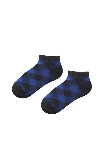 Носки с принтом ромбы короткие бесшовные качественные ORGANIC cotton JILL ANTONY 39-41, Синий - фото 1