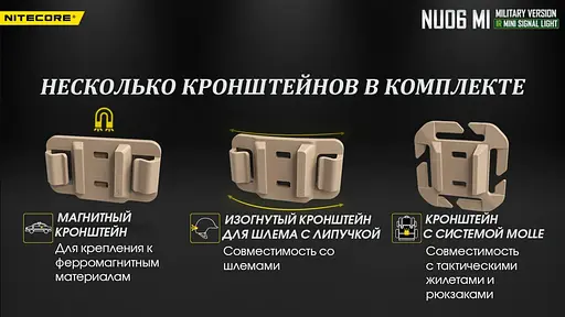 Сигнальный налобный мини фонарь Nitecore NU06 MI фонарь-маяк (красный, синий, зеленый, инфракрасный свет) - фото 4