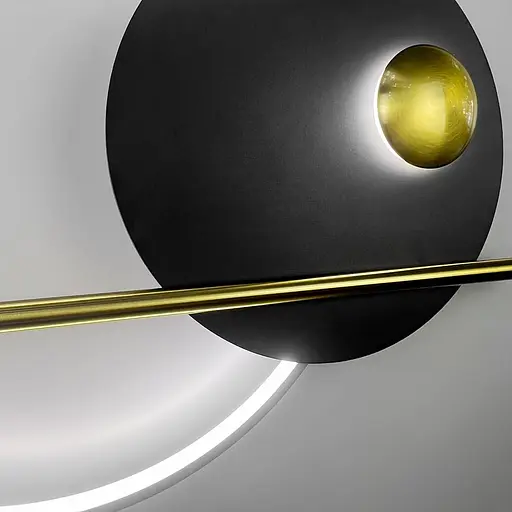 Бра у сучасному чорно-латунному корпусі 95х60 см Арт. WB46-950 Line F - фото 4