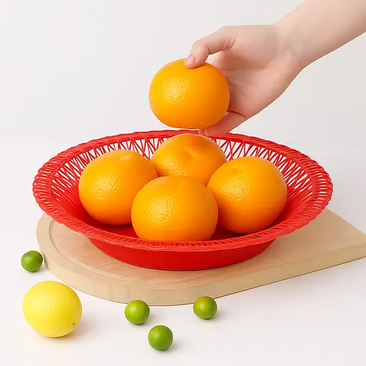 Фруктовниця пластикова кругла тарілка підставка для фруктів Ø 28 см Червоний 87875 - фото 1