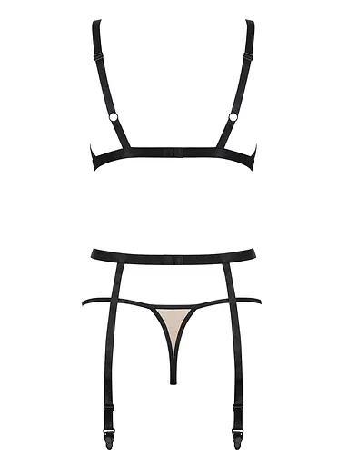 Комплект білизни Obsessive Nudelia L/XL тілесний - фото 6