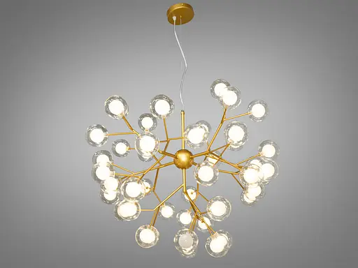 Повітряна, гармонійна люстра "Світлячок", 45 ламп, золото сатин - фото 1